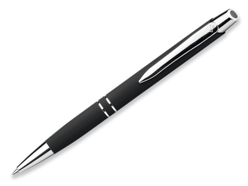 MARIETA SOFT metal ball pen w. rubberized soft-touch surf., blue ref., SANTINI, Black