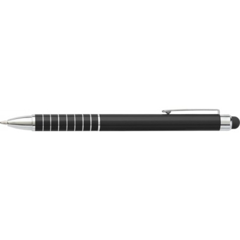 Aluminium lacquered ballpen with a rubber tip