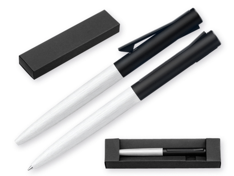 BRUCE metal ball pen in gift box, blue refill, Black