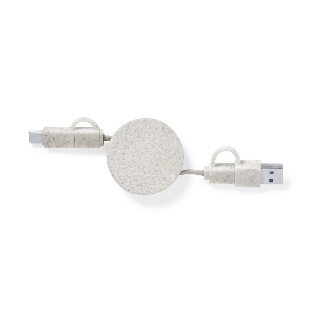 Retractable wheat straw charging and synchronization cable