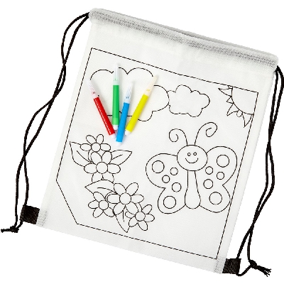 Drawstring bag for colouring, felt tip pens