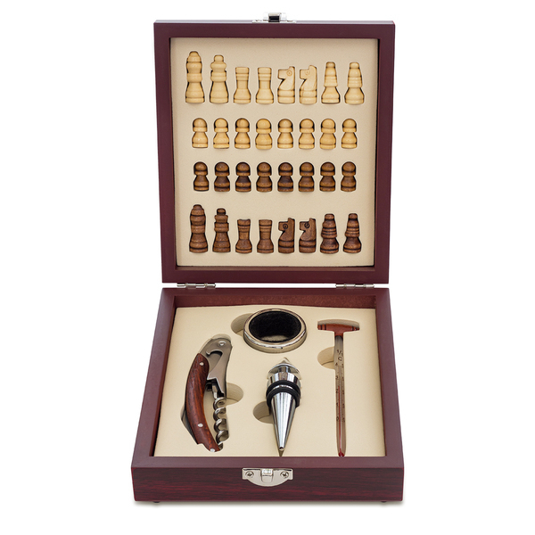 SUBLIME wine set and chess,  brown/silver