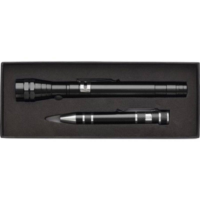 Set of torch and screwdriver in gift box