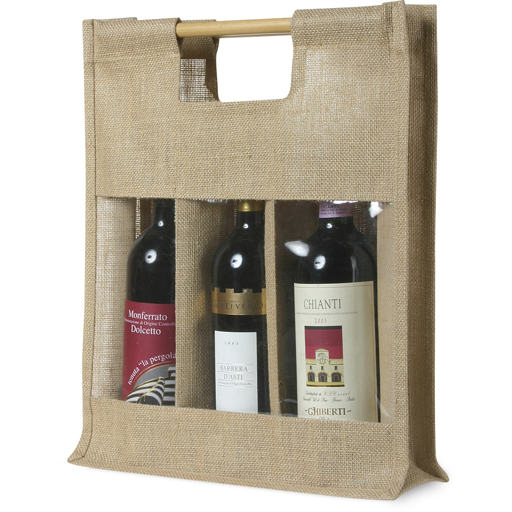 with cane handle and front see- through plastic window (bottles not included).