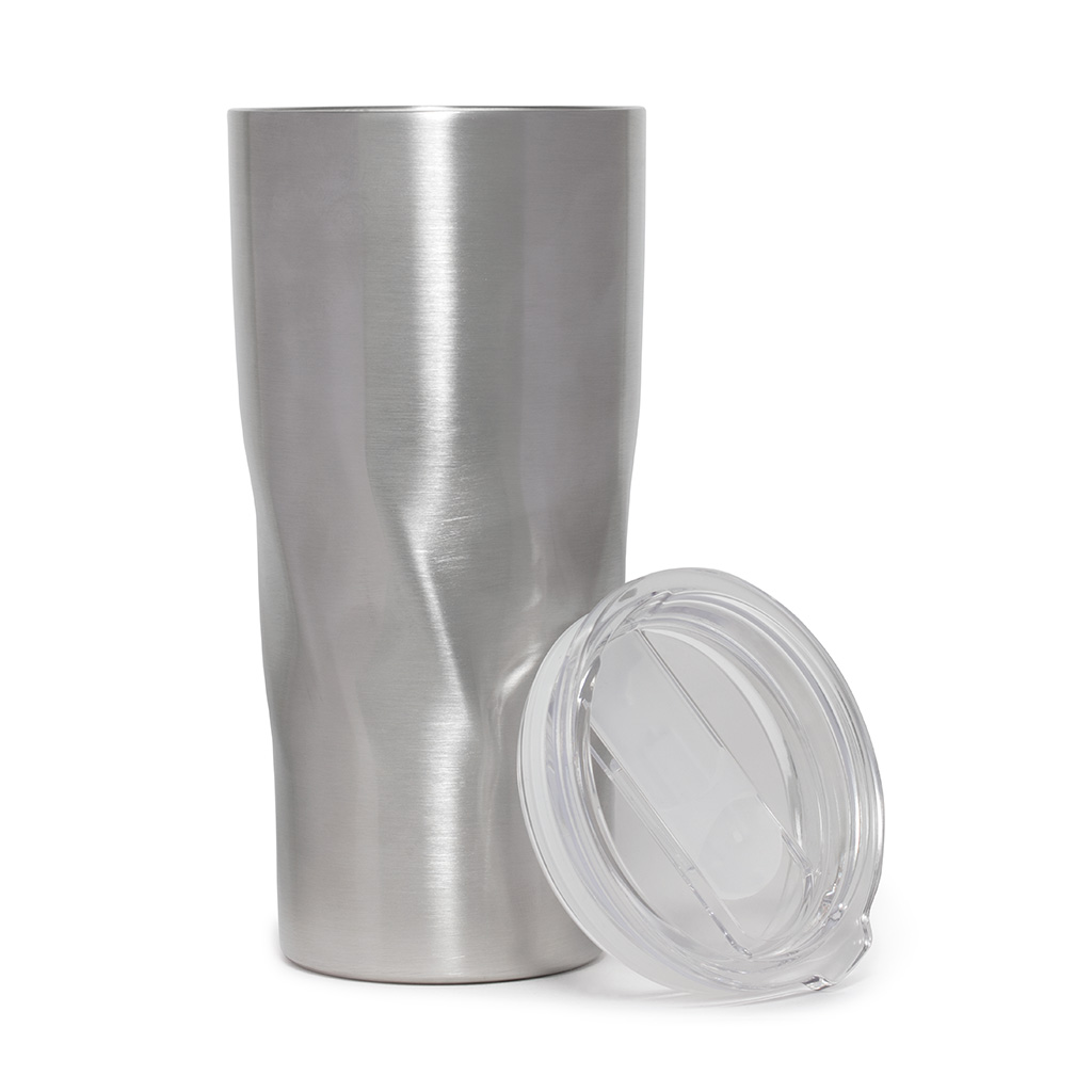 stainless steel with plastic finishings.