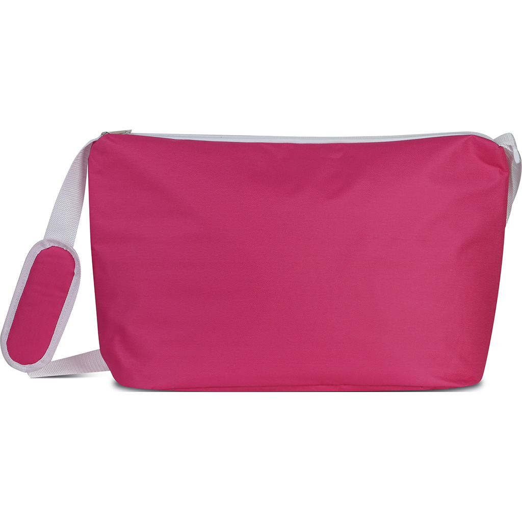 with single compartment and adjustable shoulder strap.