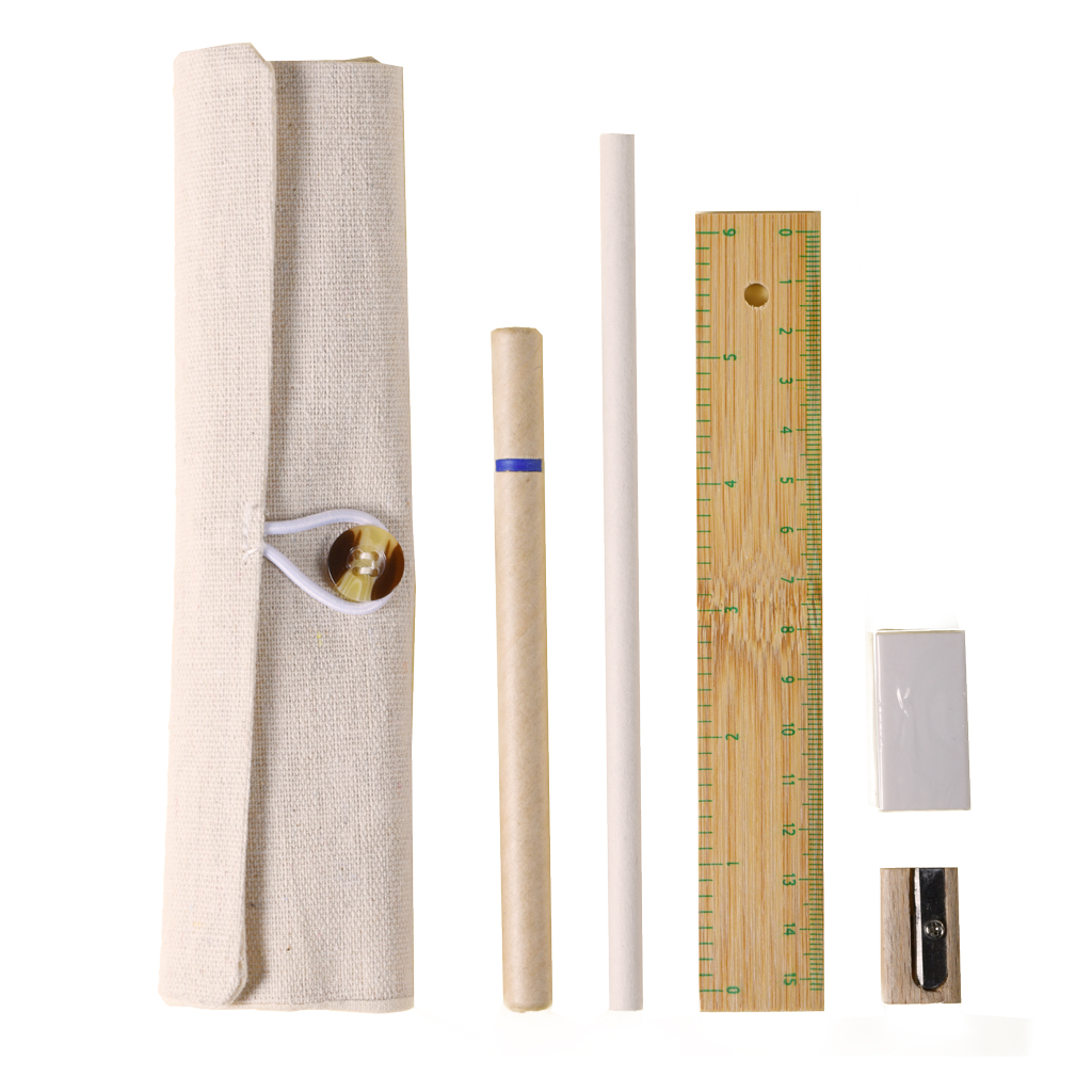 with wooden pencil