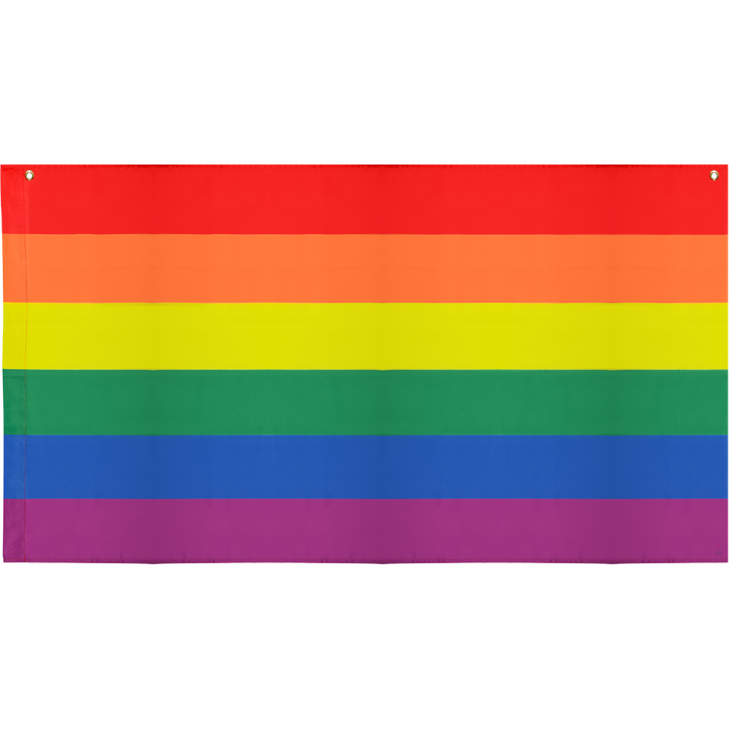 with loop to insert the pole and two metal eyelets to hang the flag