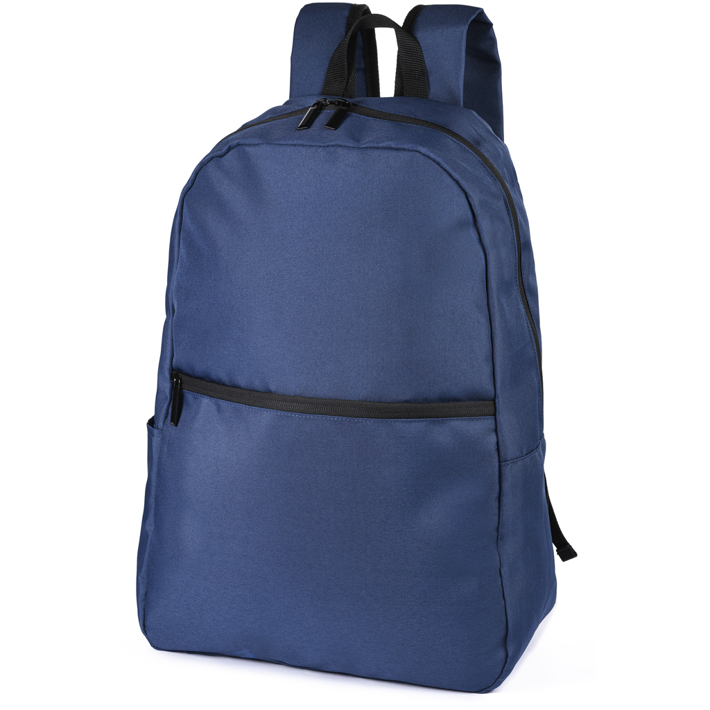 with wide front pocket and main compartment with zipper fasteners