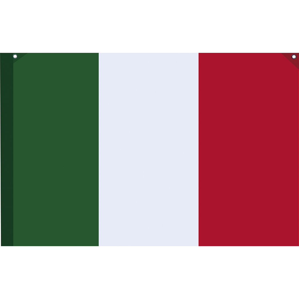 with loop to insert the pole and two metal eyelets to hang the flag