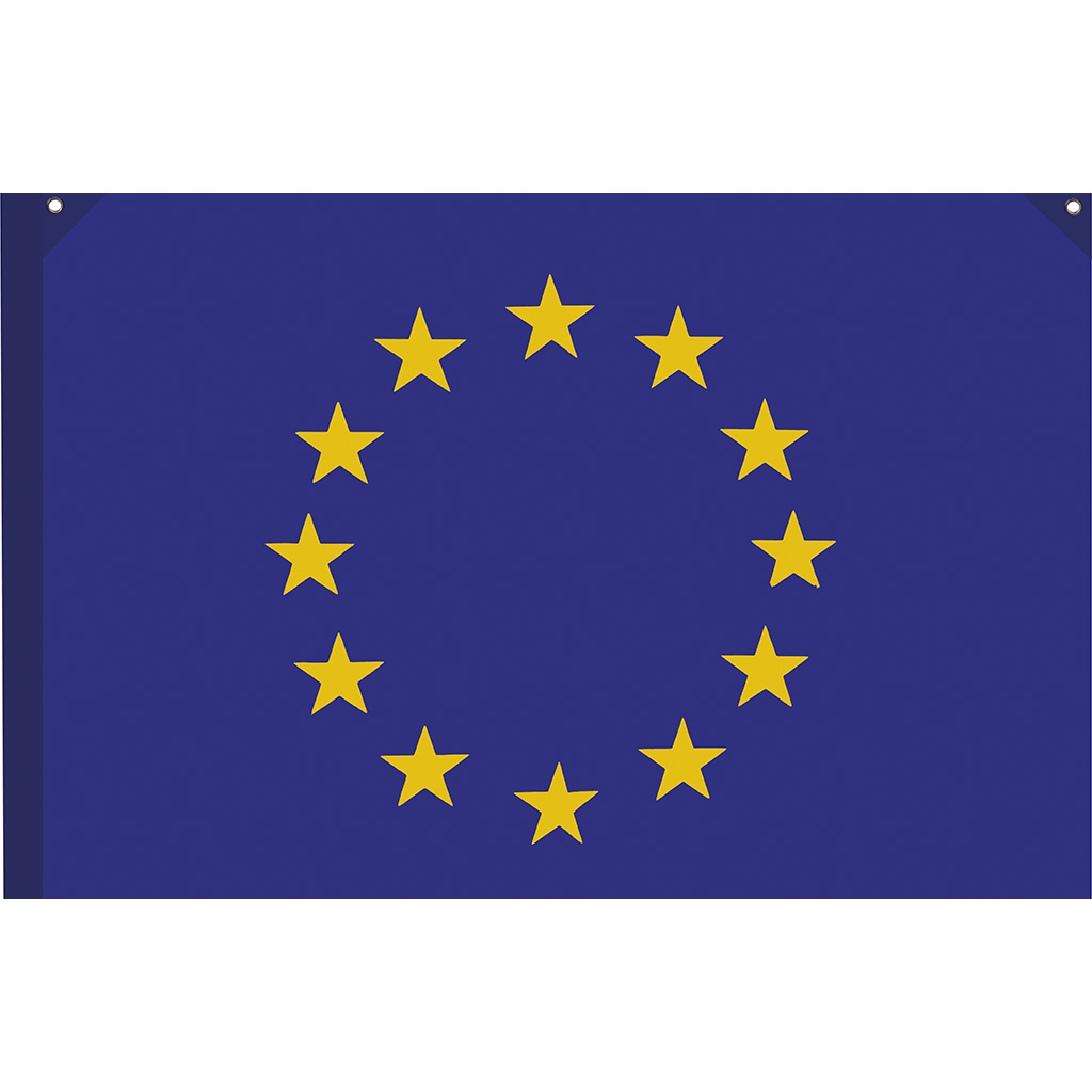 with loop to insert the pole and two metal eyelets to hang the flag