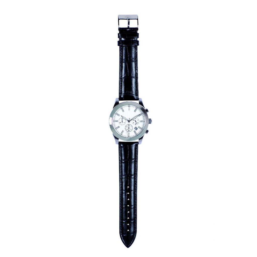 Gents chronograph watch with relief index