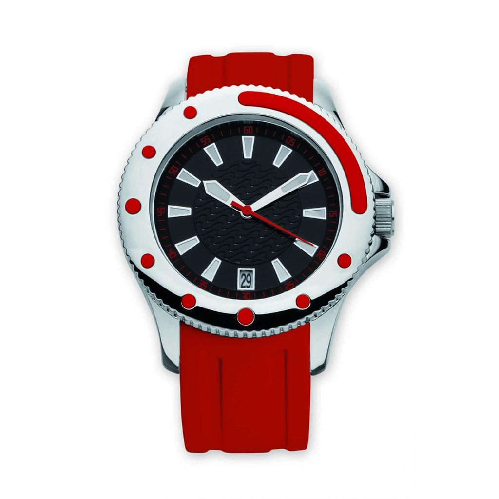 Gents analog watch with relief index