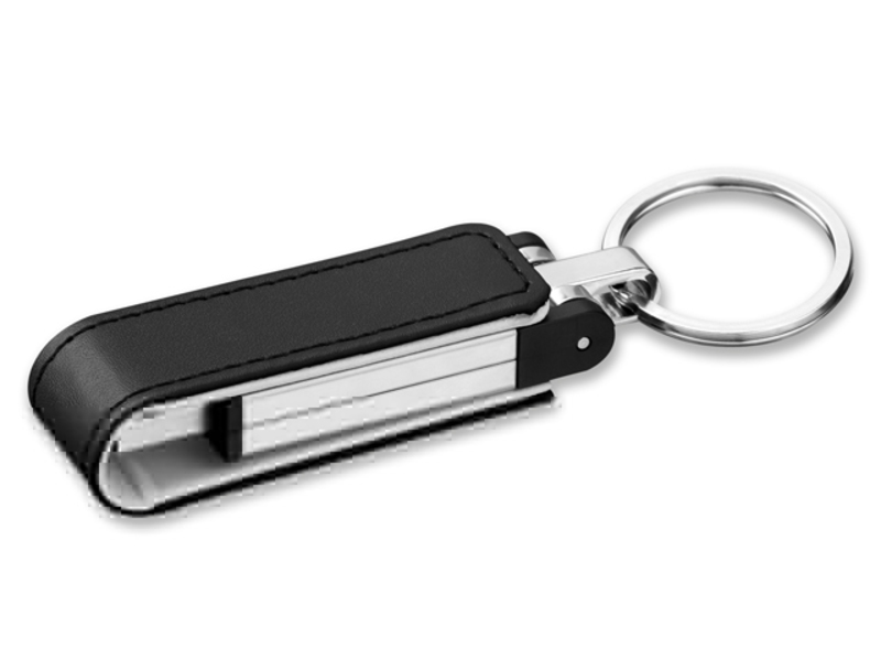 USB FLASH 46 USB FLASH 4 GB from metal and imitation of leather, 2.0, Black