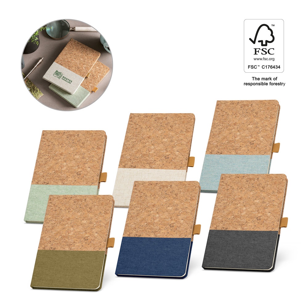 KLEE. A5 notebook in cork and linen with lined sheets