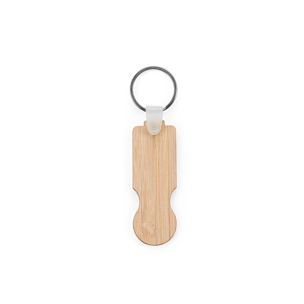 SHOPZ. Bamboo key ring with coin-shaped end
