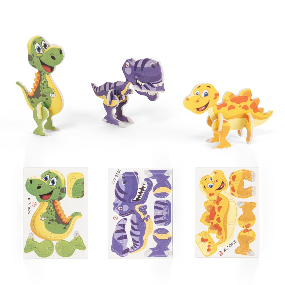 DINOSAURUS. 3D puzzle in paper witth the shape of a dinosaur