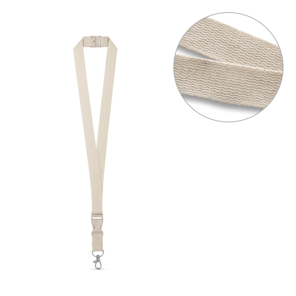 BALLINA. 100% cotton lanyard with metal carabiner