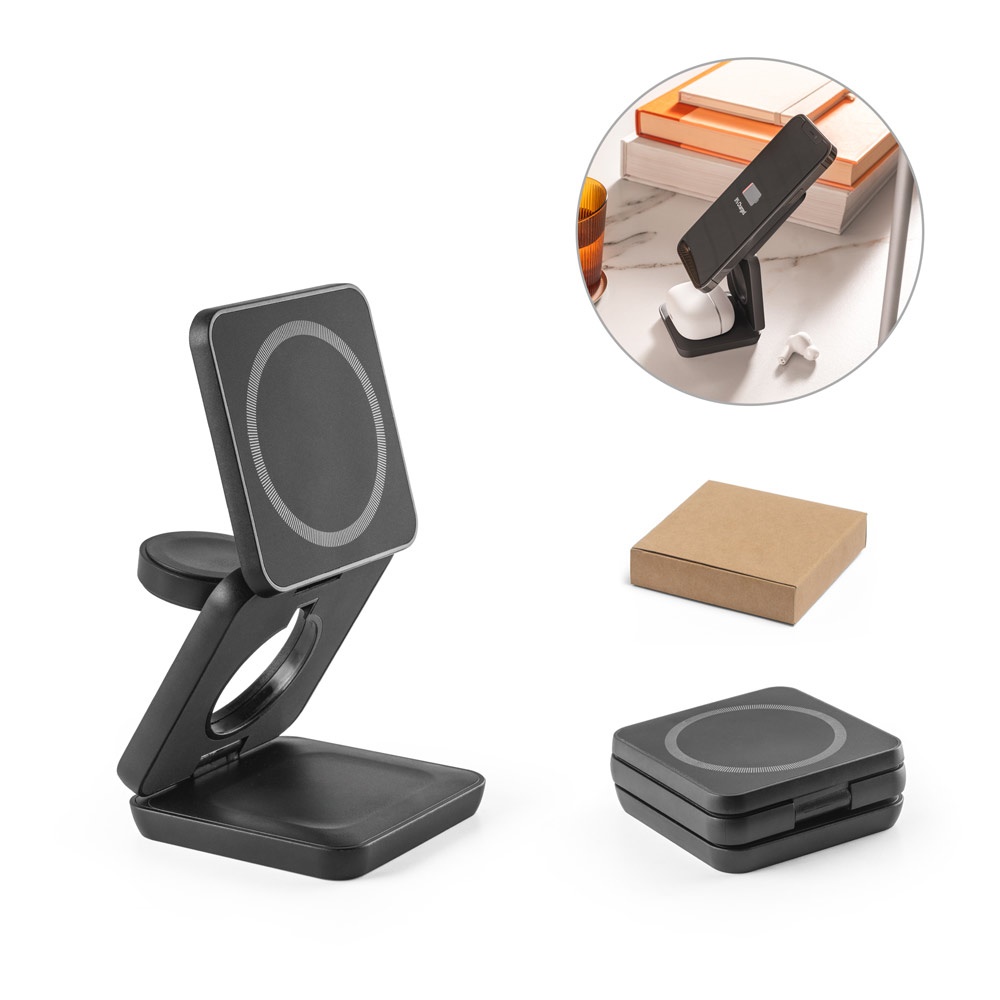 BROGLIE. Super fast 15W 4-in-1 magnetic wireless charger in recycled ABS (100% rABS)