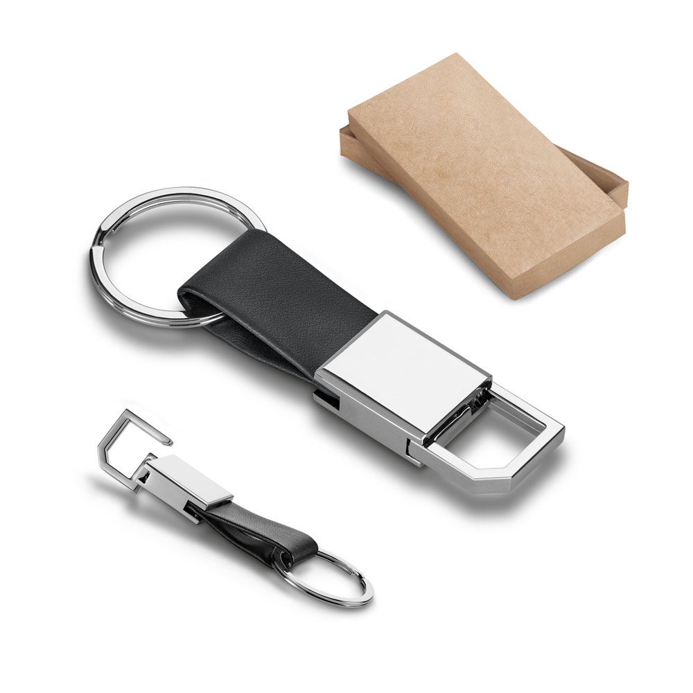 BOURCHIER. Metal and PU keyring with hook