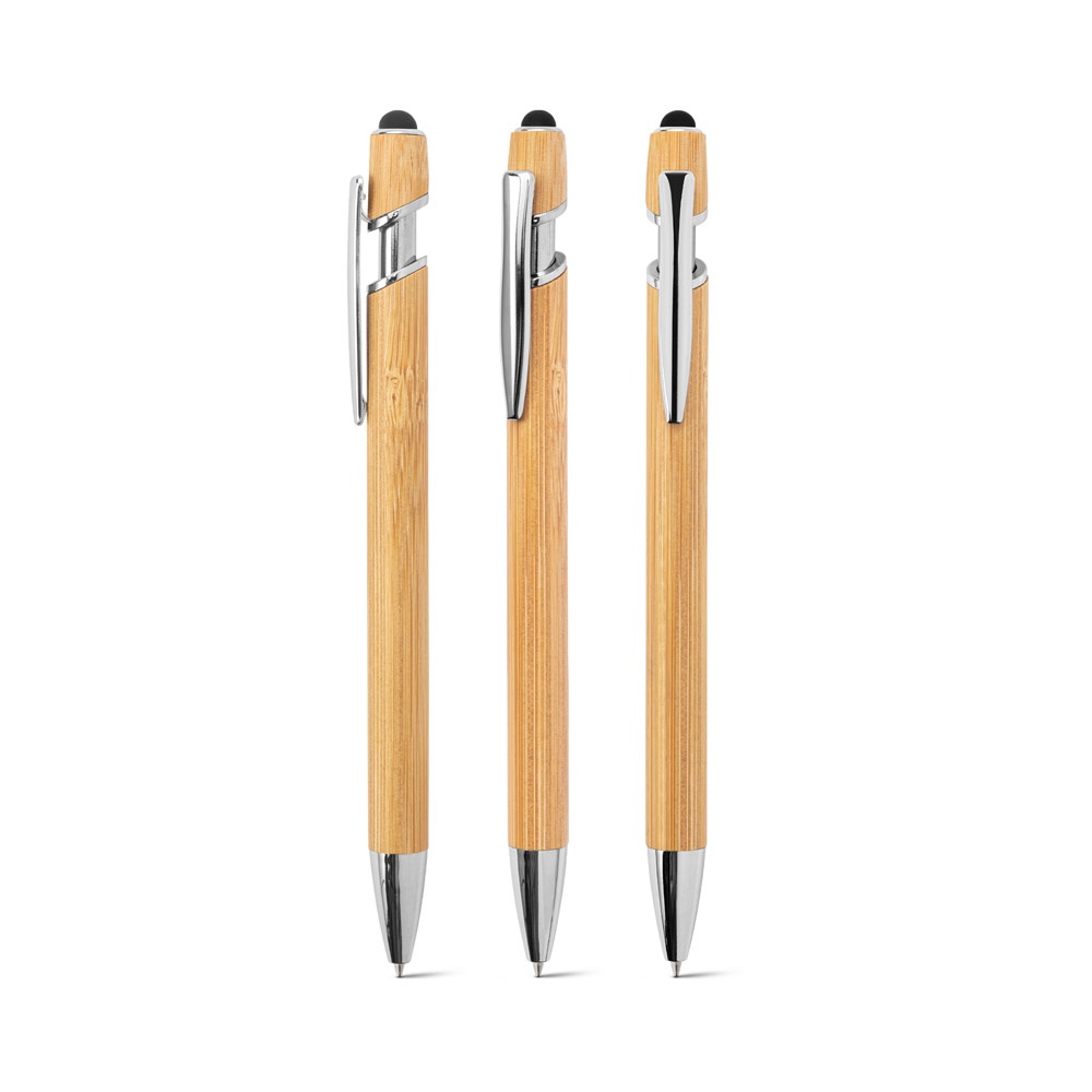 NEIL BAMBOO. Bamboo ballpoint with chrome-plated aluminium details
