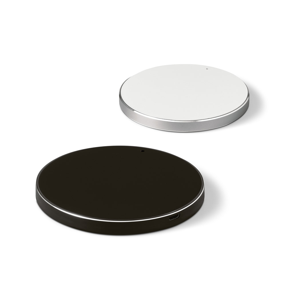 JOULE. Fast 10W wireless charger in recycled ABS (100% rABS) and recycled aluminum (100% rAL)