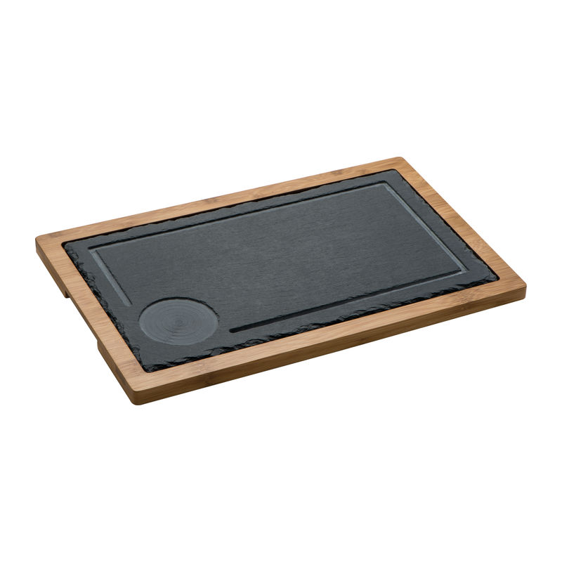 Serving board made of slate and wood