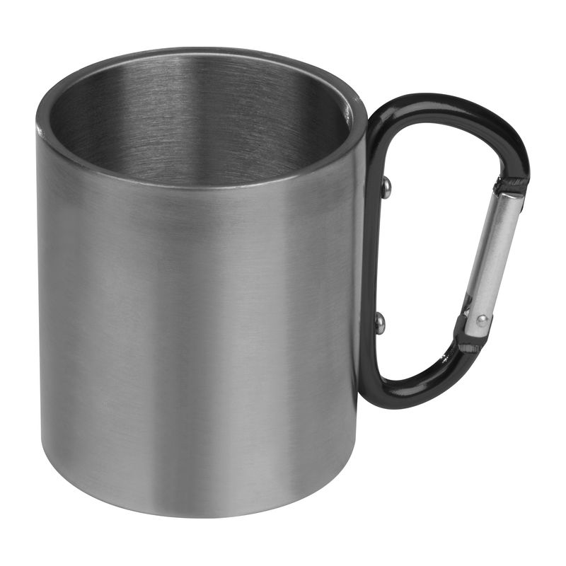 Metal mug with snap hook, 200 ml