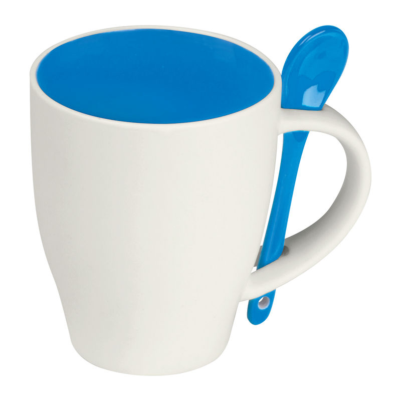 Ceramic mug with a spoon, 250 ml