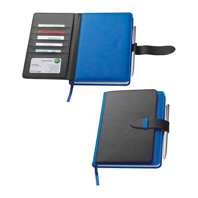 A5 notebook with business card compartments