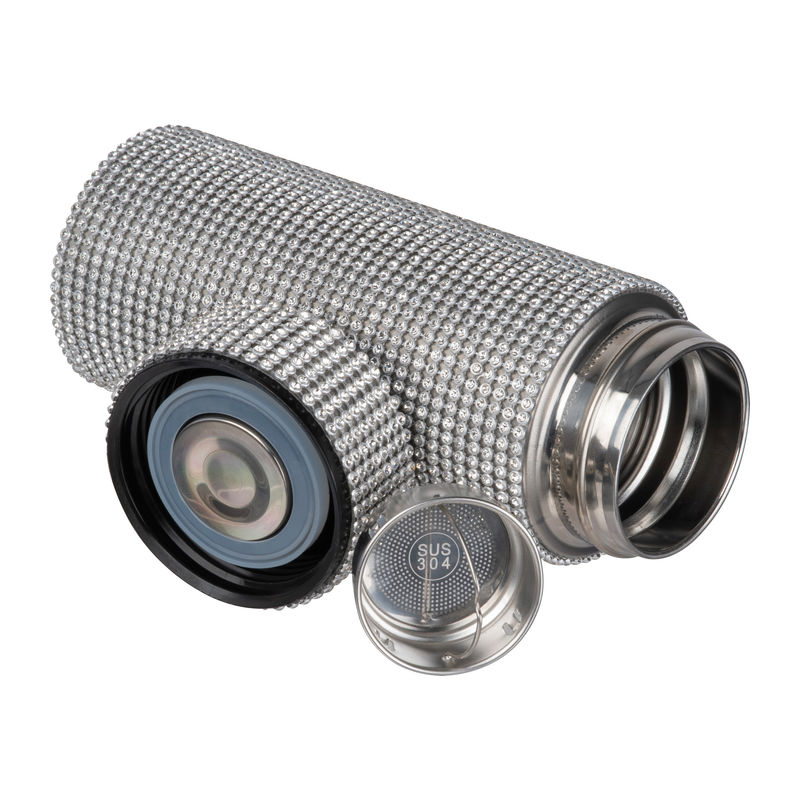 Small stainless steel bottle with rhinest, 350 ml