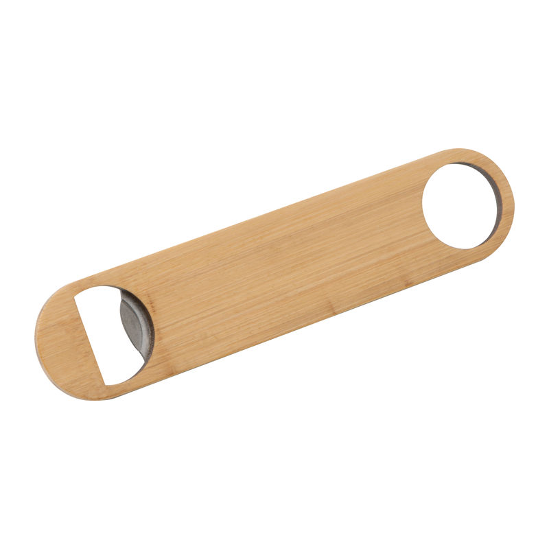 Bottle opener made of bamboo and stainless steel