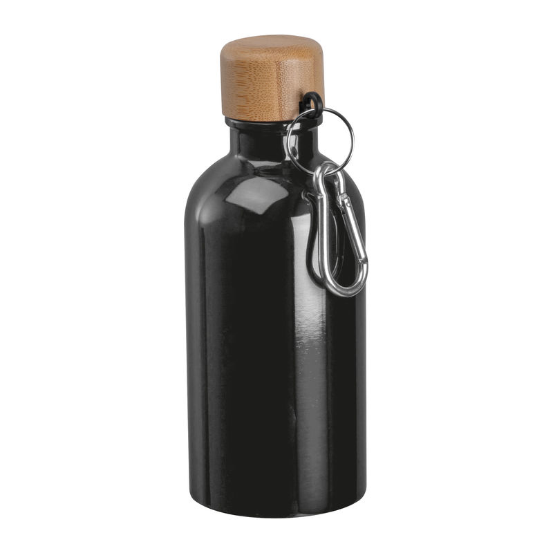 Stainless steel bottle with carabiner, 400 ml