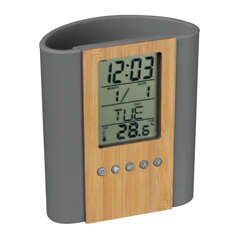 Pen case with deskclock