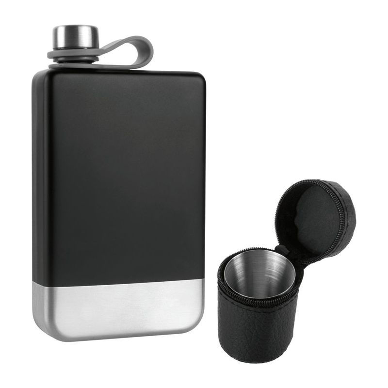 Hip flask set, 266 ml + 4 x 30 ml