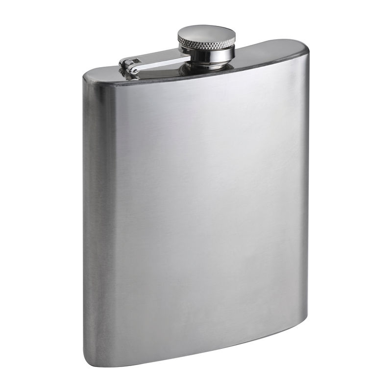 Stainless metal hip flask, 237 ml