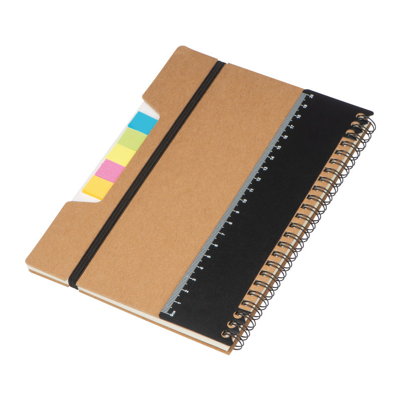 A5 notebook with ruler and sticky notes