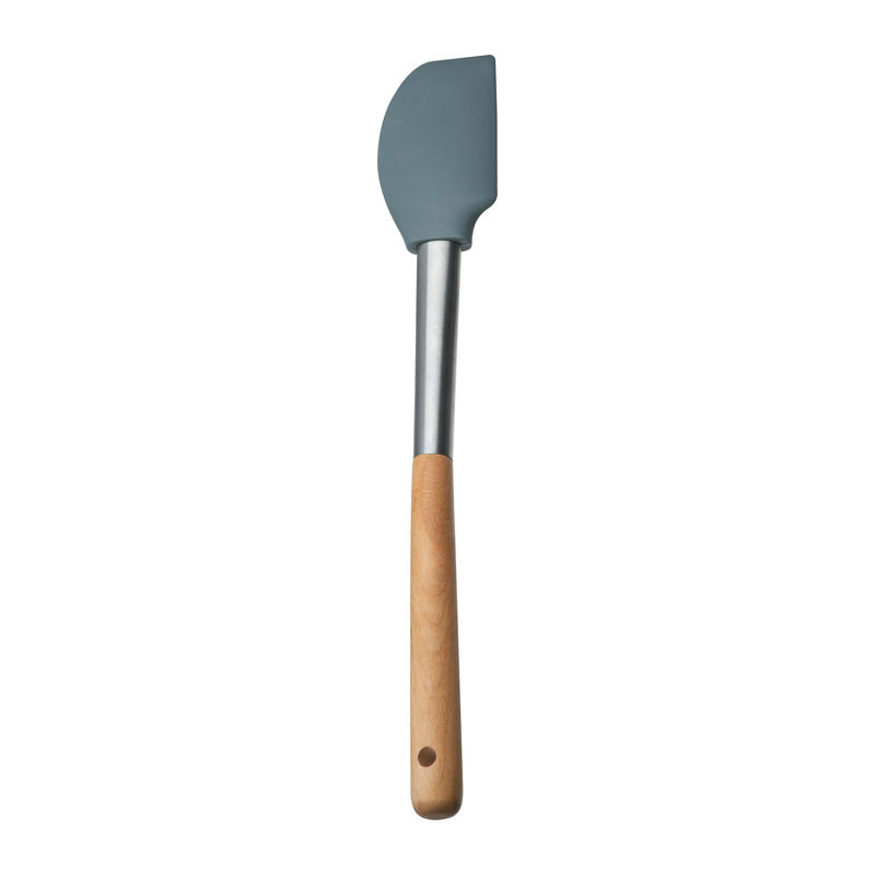 Silicone dough scraper with wooden handle