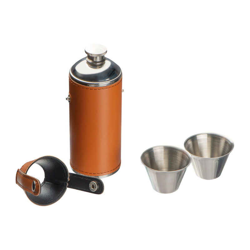 Stainless steel hip flask with 2 pins, 230 ml