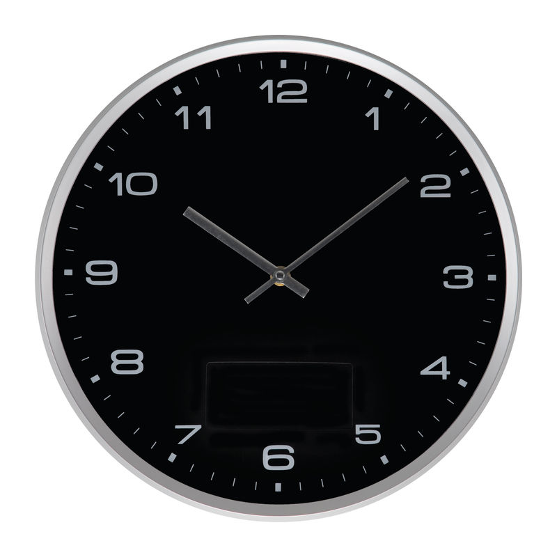 Wall clock with silver frame