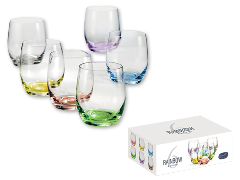 RAINBOW SHOTS 6-part set of alcohol glasses with colorful decoration 60 ml, Assorted