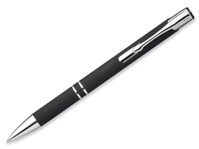 OLEG SOFT metal ball pen with rubberized soft-touch surface, blue refill, Black