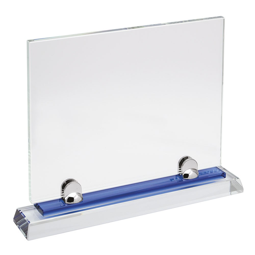 GLASS PLATE WITH BLUE BASE 260x220 mm