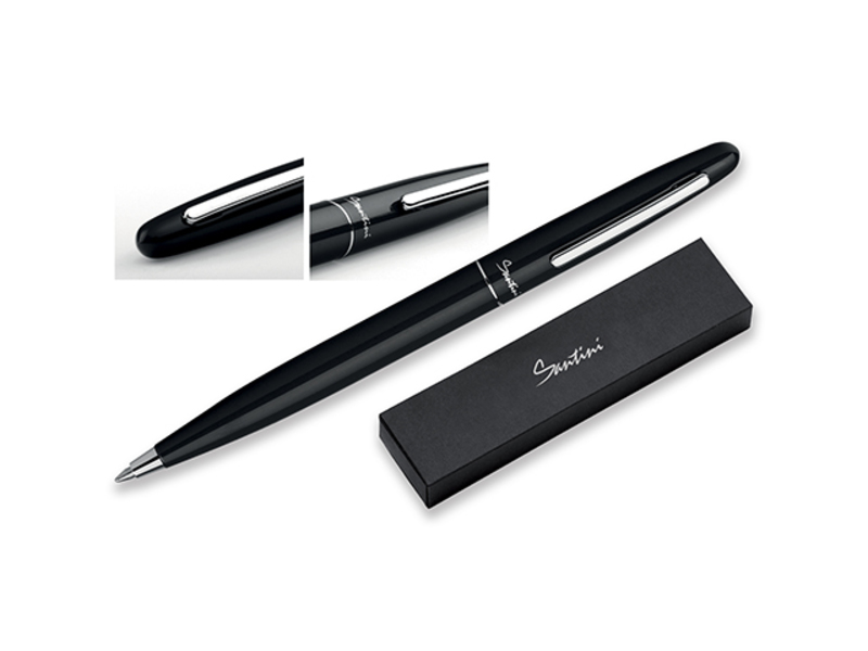 GROOVY metal ball pen in gift box, blue refill, SANTINI, Black