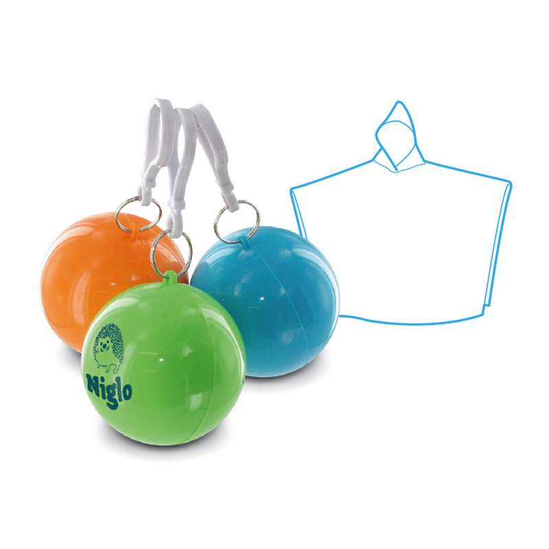 PE poncho in a plastic ball