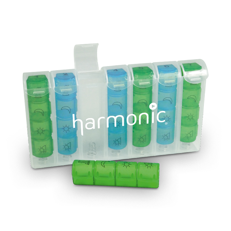 SPRING-LOADED WEEKLY PILL BOX