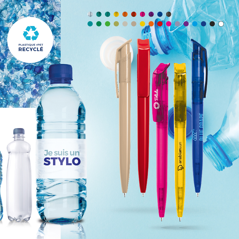 BALL PEN WITH RECYCLED rPET PLASTIC BODY AND CLIP