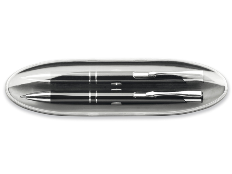 OLEG SET set of metal ball pen and mechanical pencil, blue refill, Black