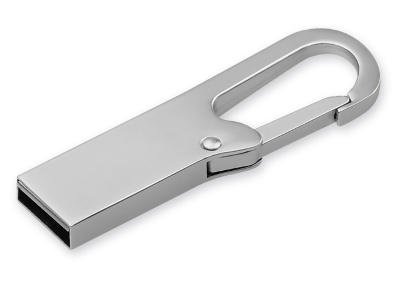USB FLASH 53 metal USB FLASH 8 GB with carabiner, supporting interface 2.0, Satin silver
