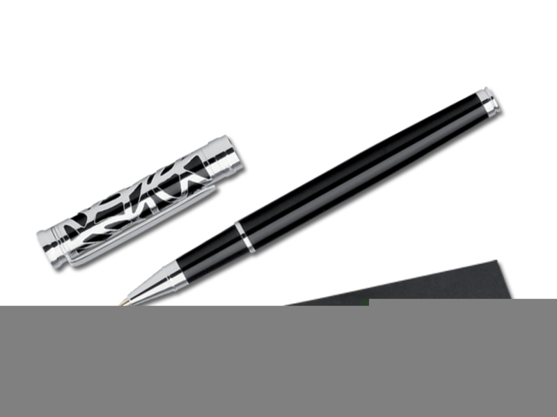 JUNGLE II metal roller pen, blue refill, SANTINI, Black